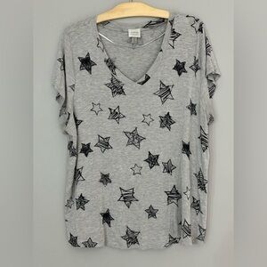 💛Like New💛 Cupio: Women’s Star Print Short Sleeve Shirt- Size 1X (95% Viscose!!)